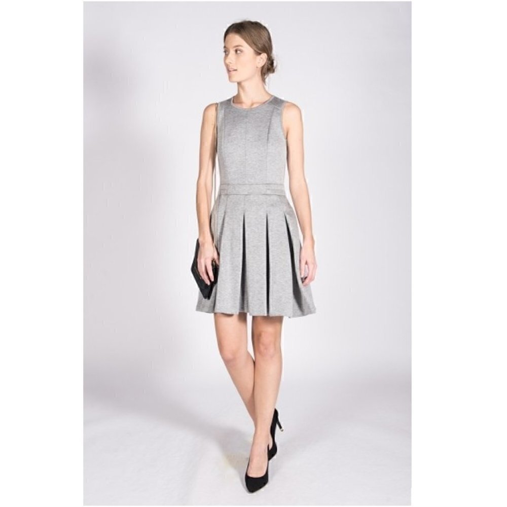 Comptoir des Cotonniers Dress XS Jersey Pleated Gray Neoprene